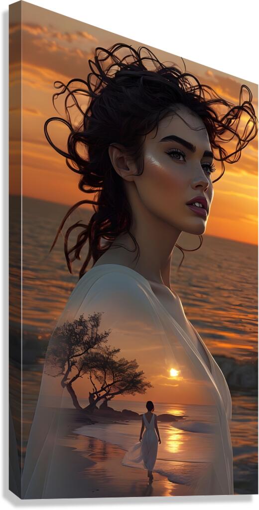 Ethereal Reflections: A Surreal Sunset Portrait  Canvas Print