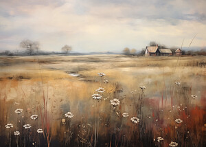 Field and a house in the distance