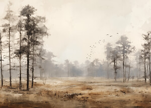 Small Forest and Birds flying high