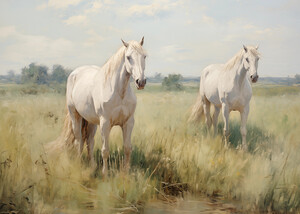 Two white horses