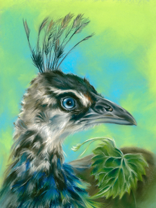 Peahen with Grape Leaf