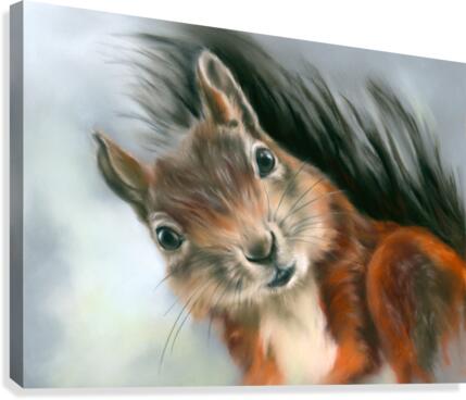 Tree Squirrel Red and Gray Canvas Print