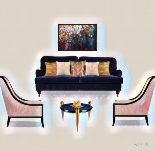 Blue Suede Sofa Print