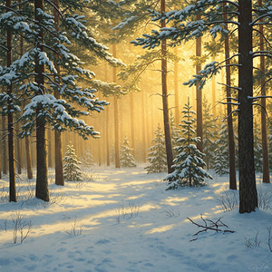 Mystic Winter Forest Painting
