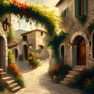 Italian Village Painting Print Italy Wall Art