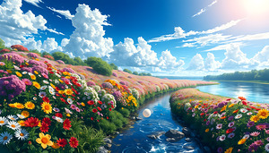 Serene Riverbank Bloom