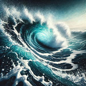 Deep Blue Ocean Waves Painting