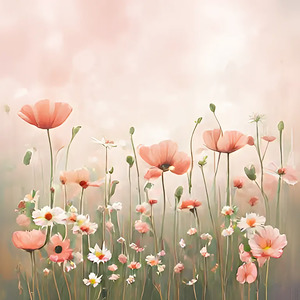 Wild Spring FlowersPink Pastel Colours