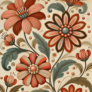 Boho Abstract Flowers Prin