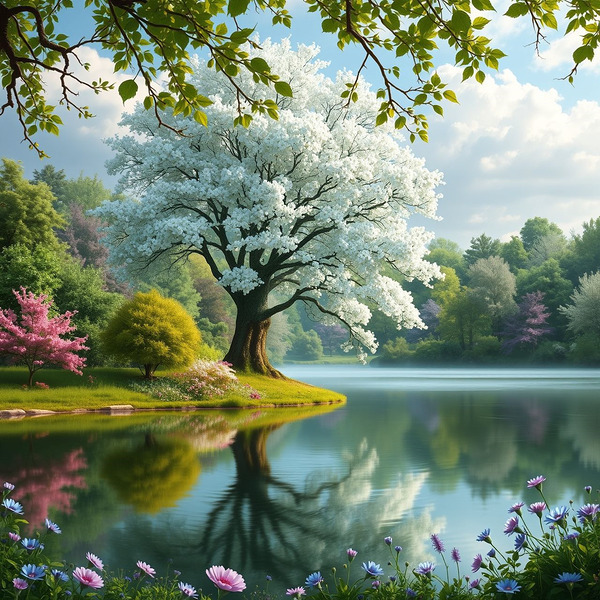 3D Forest Textured Wall Art Landscape Tree And Fl Print