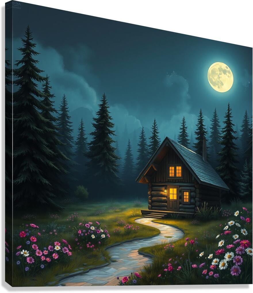 Vibrant Wildflowers Tranquil Night Scene Wall Dec Canvas Print