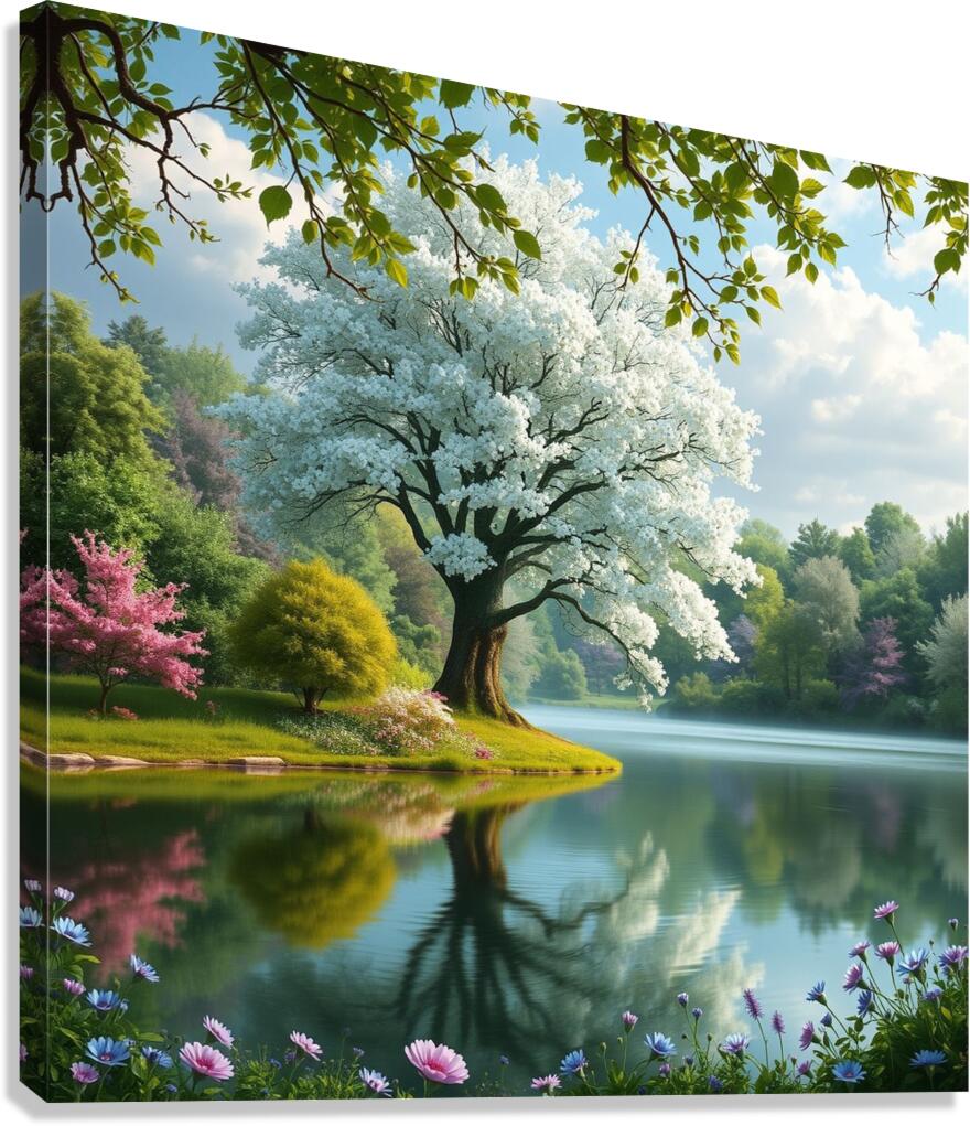 3D Forest Textured Wall Art Landscape Tree And Fl Canvas Print