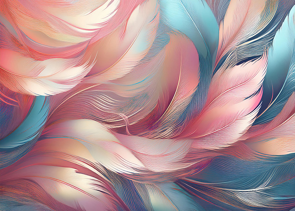 Feathers Patterns Abstract - Delicate Pastels by Jenny Rainbow