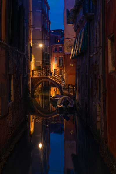 Night Magic of Venice - Ponte Storto 2 by Jenny Rainbow