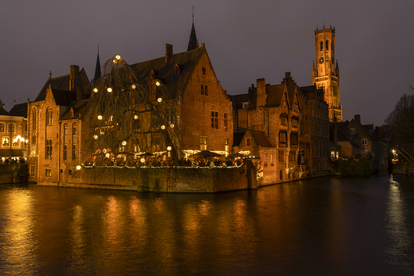 Night Bruges in Christmas Time   Belgium by Jenny Rainbow