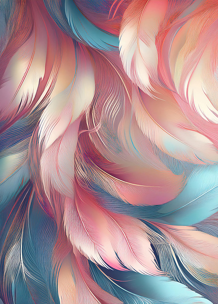 Feathers Patterns Abstract - Delicate Pastels 1 by Jenny Rainbow