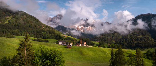 Santa Maddalena - Valley Val di Funes - Dolomites - Panorama by Jenny Rainbow