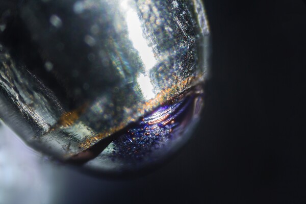 Blue pen tip under the microscope Print
