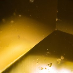 Yellow gem under the microscope