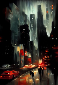 Dark City Nights Abstract Print