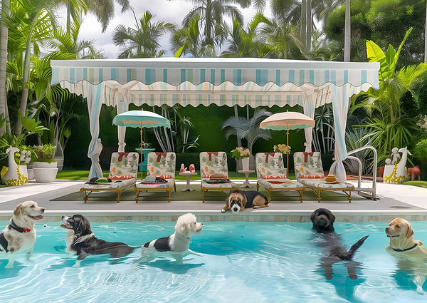 Happy Dogs at Poolside Print by chirsteven