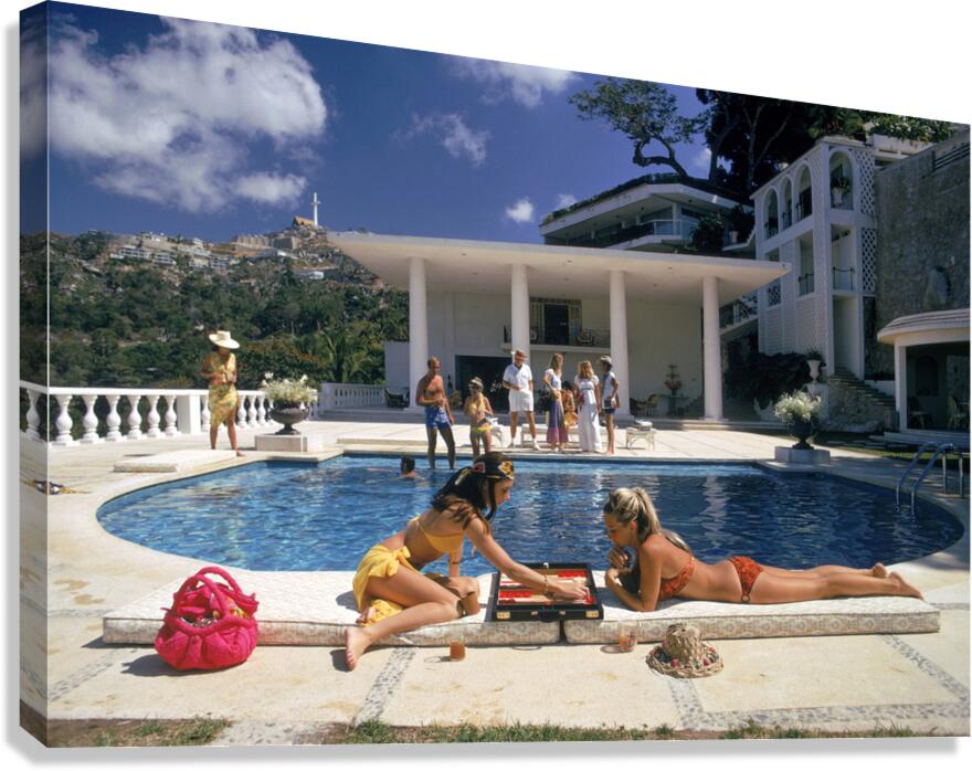 Poolside Backgammon - Slim Aarons Canvas Print