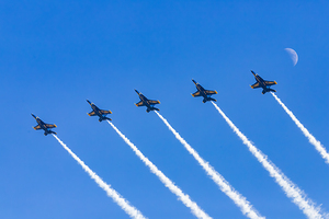 5 Angels Shooting the Moon - Blue Angels over Minden Nevada