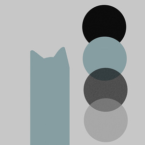 Cat and Four Balls in Blue