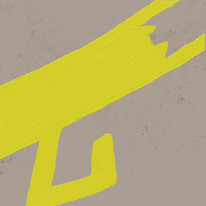 Cat Stretching in Yellow on Gray