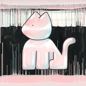 Bubble Cat Pink on Black