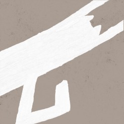 Cat Stretching in White on Gray