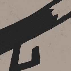 Cat Stretching in Black on Gray