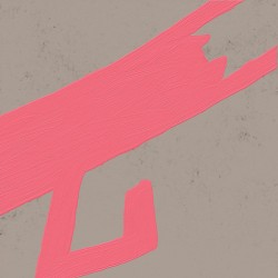 Cat Stretching in Pink on Gray