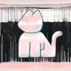 Bubble Cat Pink on Black