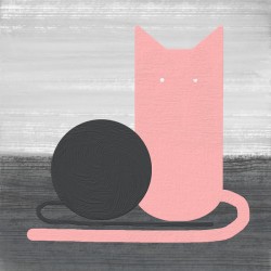 Pink Cat with Black Yarn 1