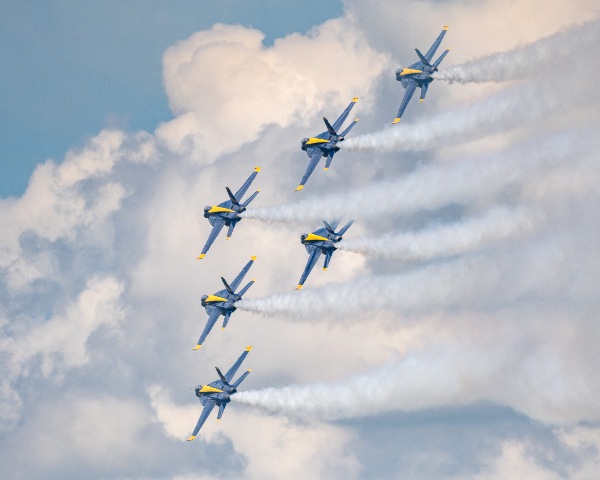 US Navy Blue Angels in the Delta Formation by Pisarek Photography