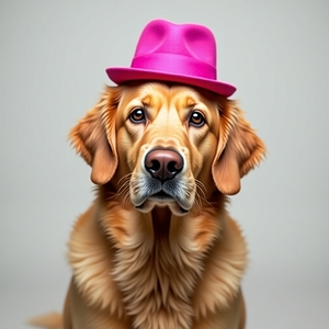  A golden retriever clearly not thrilled