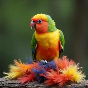  small parrot perched on a branch 