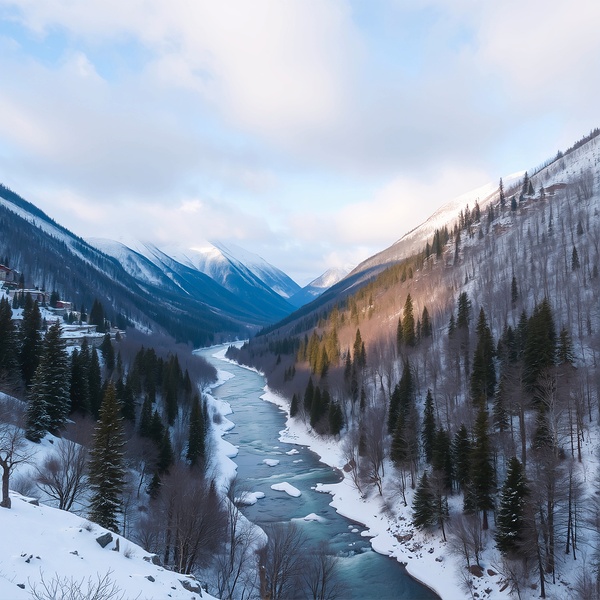 winter river valley Print