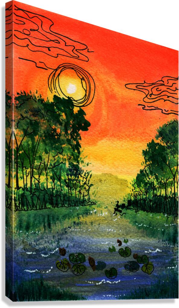SUNSET AT THE RIVER  Canvas Print