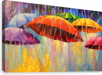 Dancing umbrellas Canvas Print