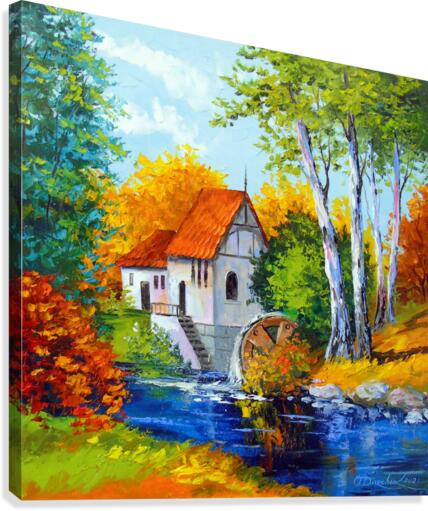 Mill by the river  Canvas Print