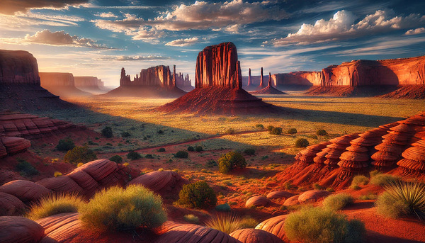 Sunset Majesty in Monument Valley: The Red Rock Wonders of Utah by Sara Design
