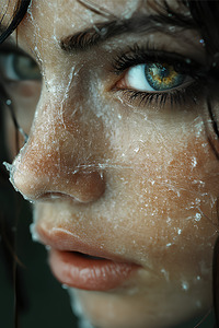 Frozen Gaze - Close-up Icy Portrait