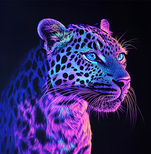 Vibrant Iridescent Leopard in Neon Colors
