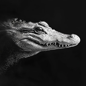 Minimalist Crocodile Art in Black and White