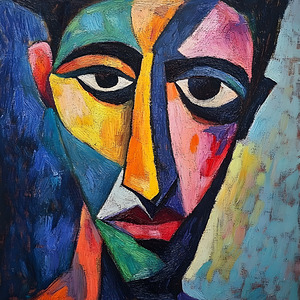 Vivid Abstract Face in Bold Colors
