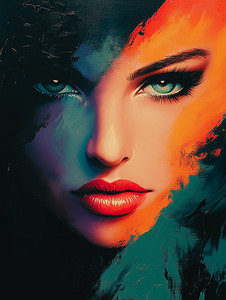 Vivid Colorful Portrait - Bold and Dynamic Art
