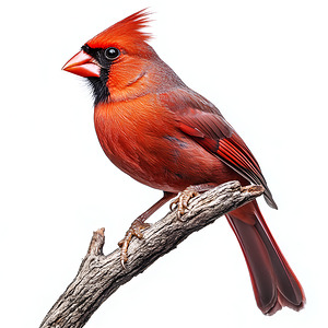 Vivid Red Cardinal Perched on Branch