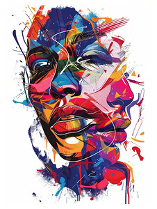 Vibrant Fusion: Abstract Faces with Expressive Features